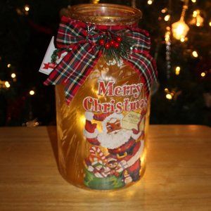 Christmas Frosted Milk Jug /Fairy Lights